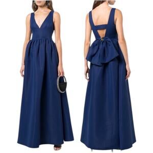 Sachin & Babi Katrina Gown Oversized Bow Back Midnight Blue Size 2